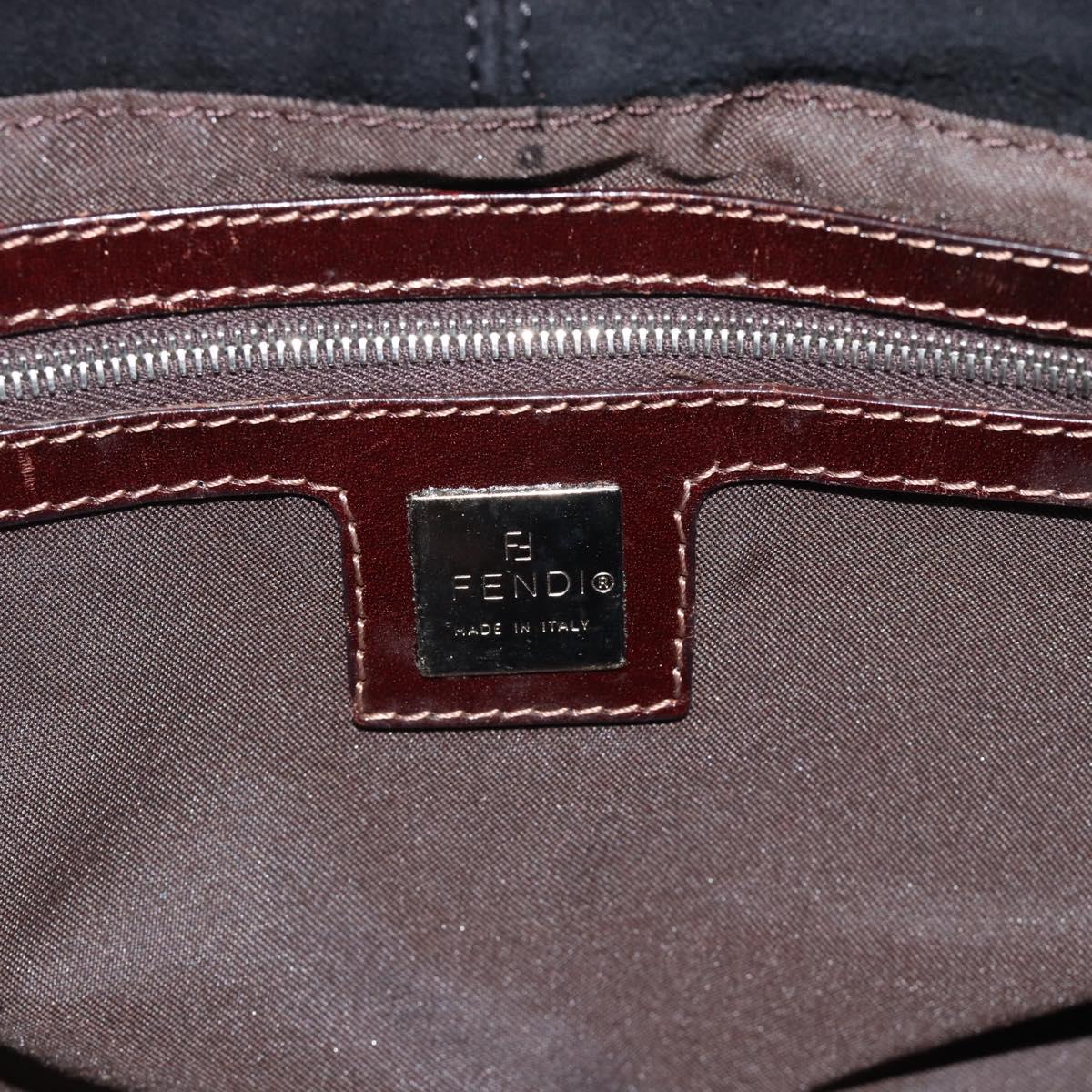 FENDI Shoulder Bag Suede Black Gold Auth 188202