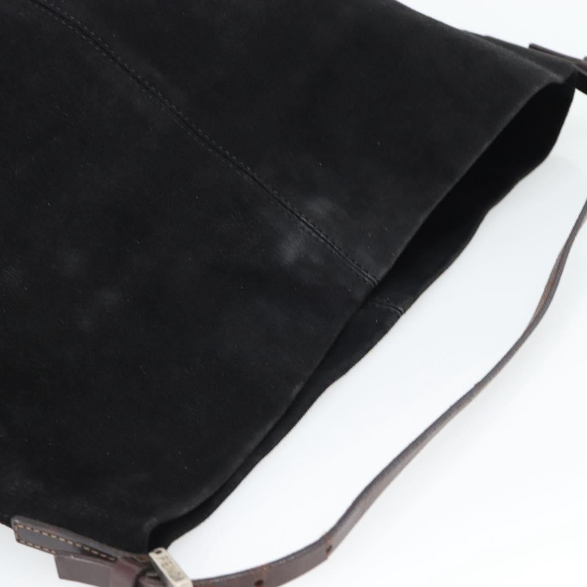FENDI Shoulder Bag Suede Black Gold Auth 188202