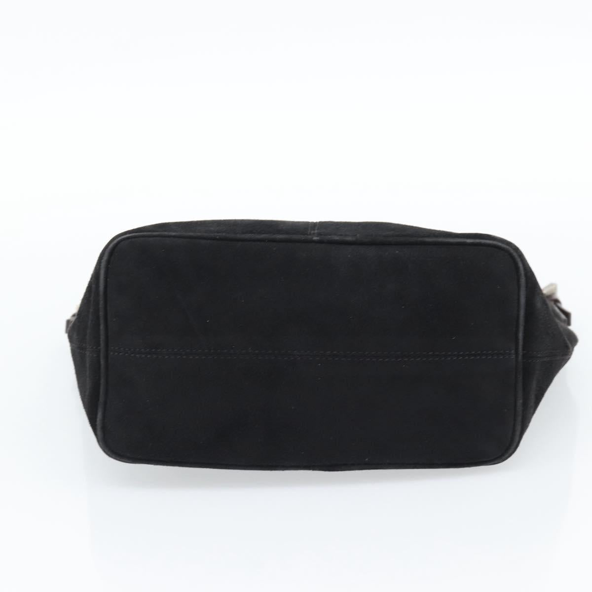 FENDI Shoulder Bag Suede Black Gold Auth 188202