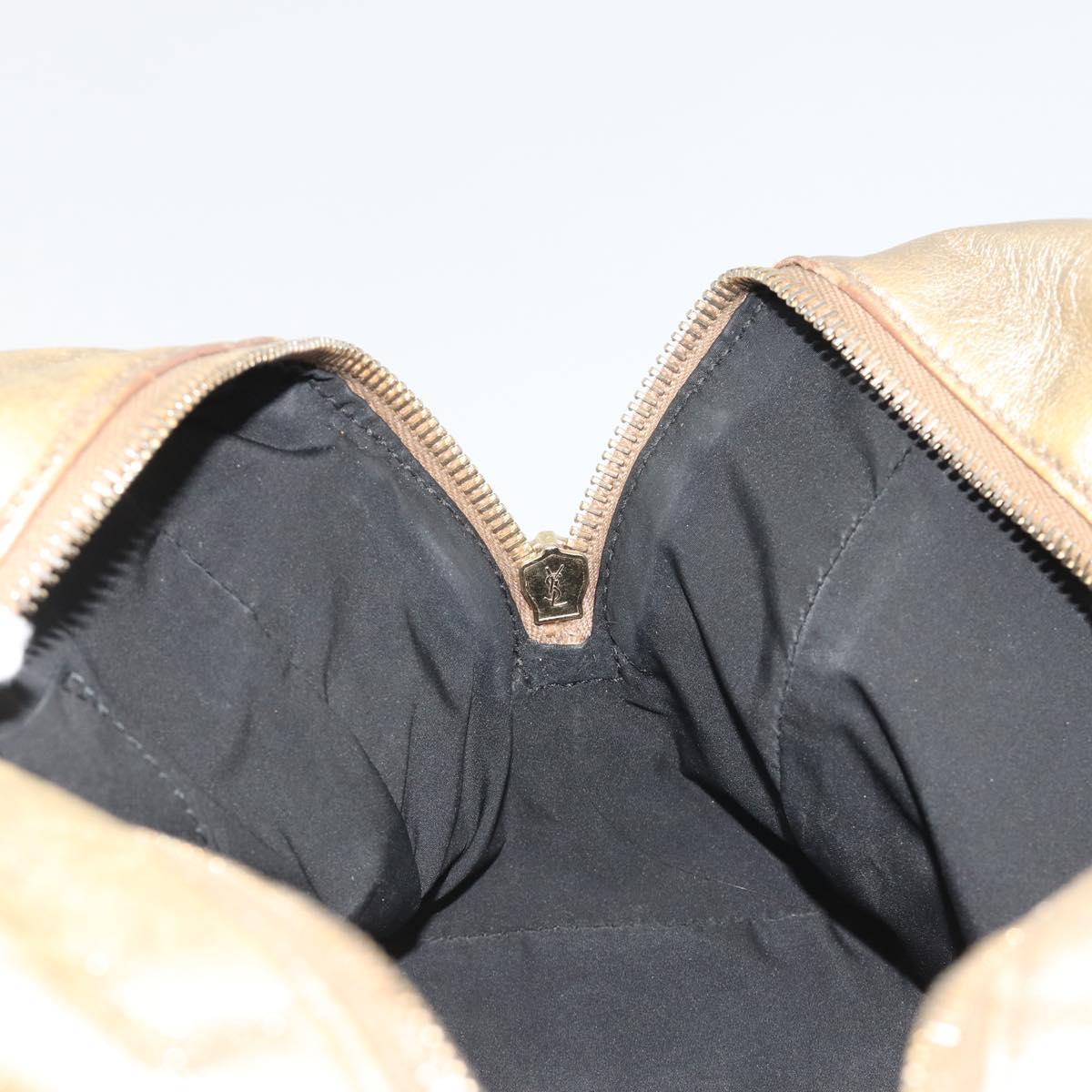 SAINT LAURENT Y Mail Hand Bag Leather Gold Auth 188208
