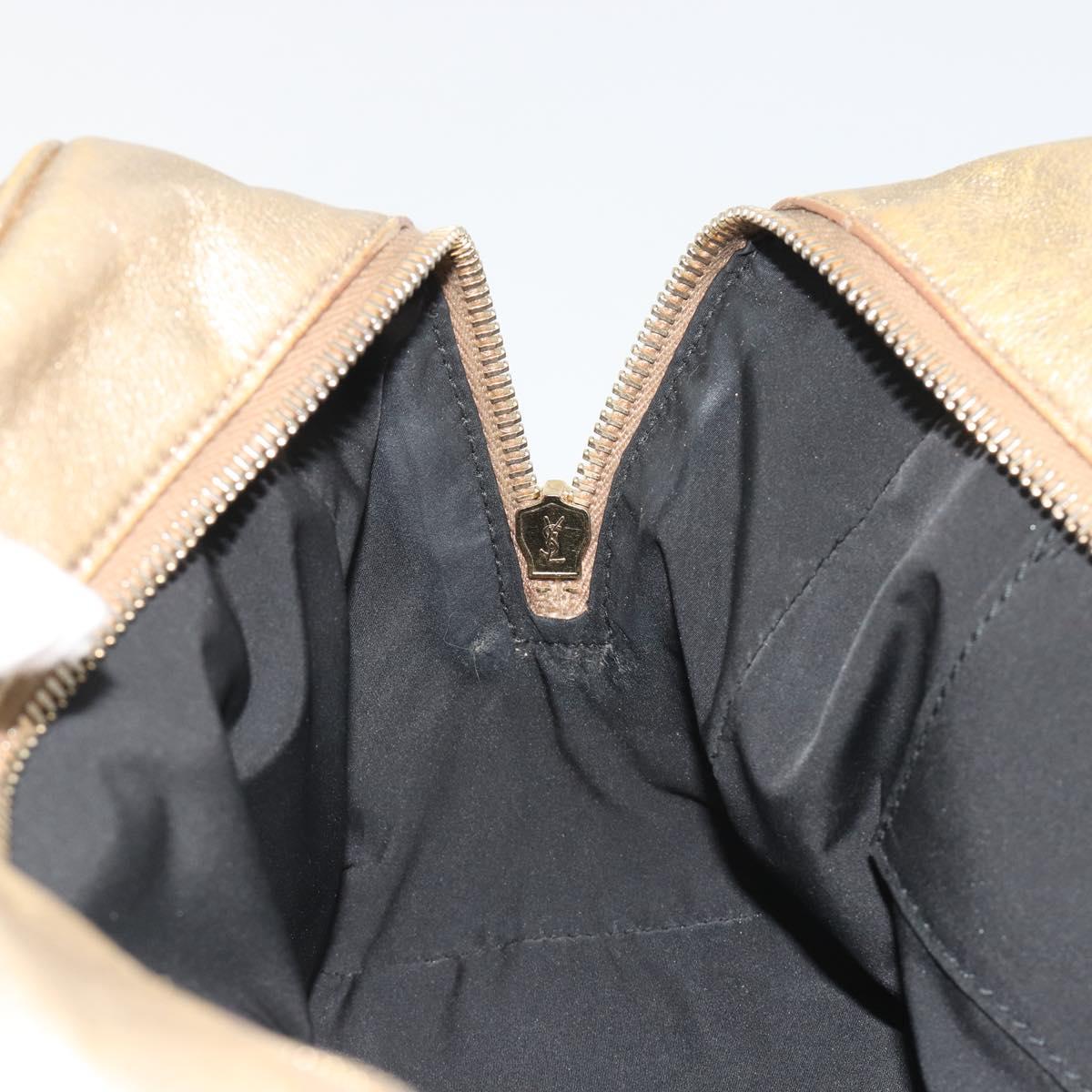 SAINT LAURENT Y Mail Hand Bag Leather Gold Auth 188208