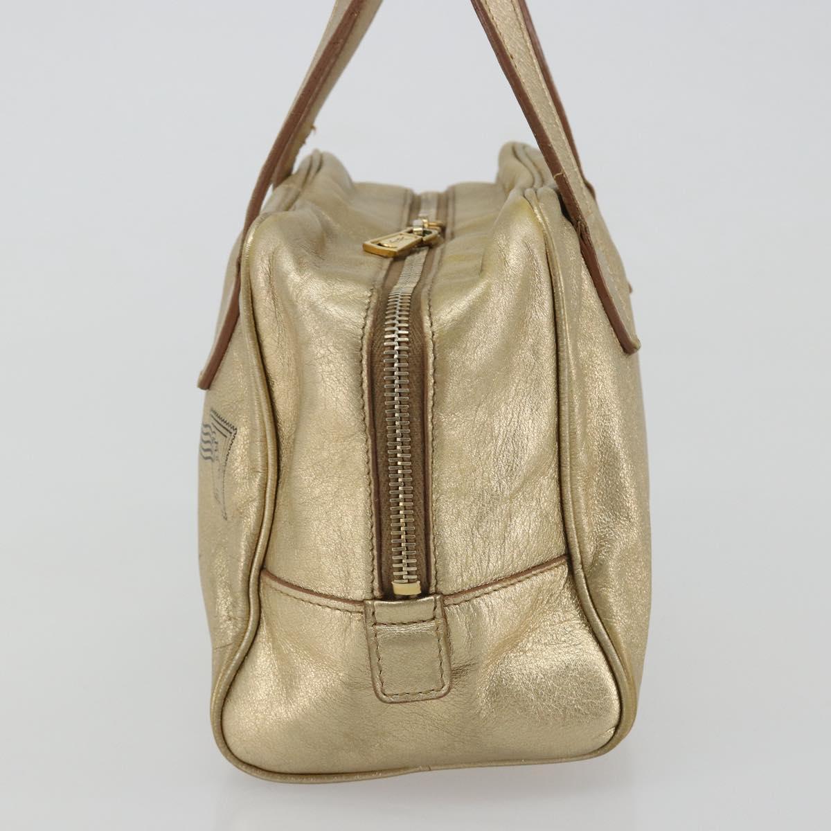 SAINT LAURENT Y Mail Hand Bag Leather Gold Auth 188208