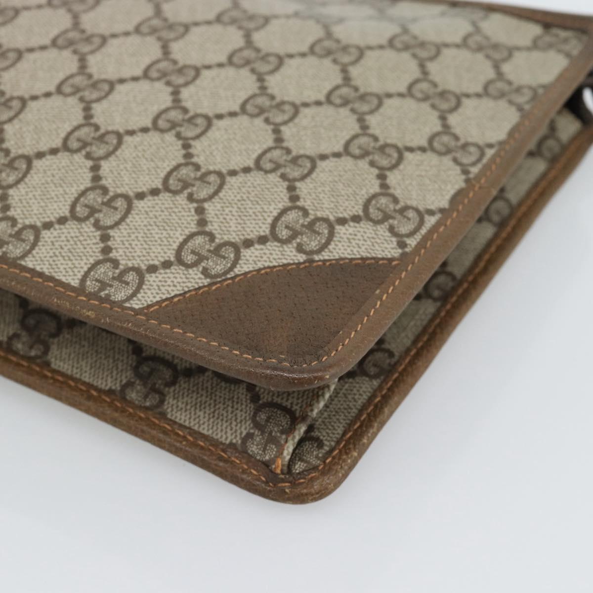GUCCI GG Supreme Clutch Bag PVC Beige Gold Auth 188209
