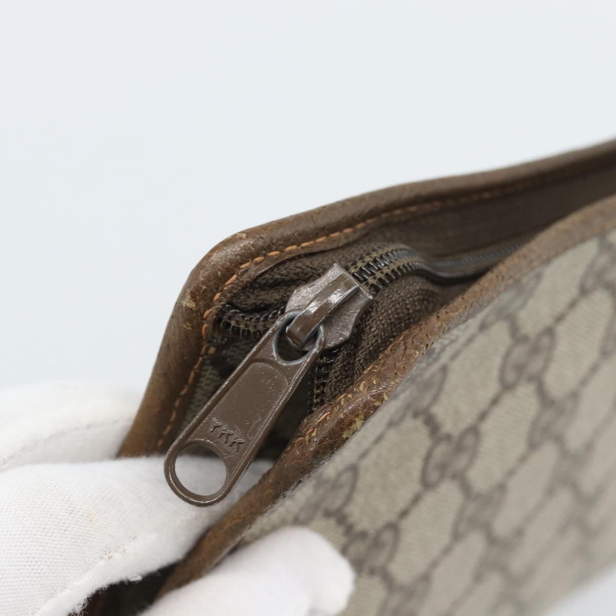 GUCCI GG Supreme Clutch Bag PVC Beige Gold Auth 188209
