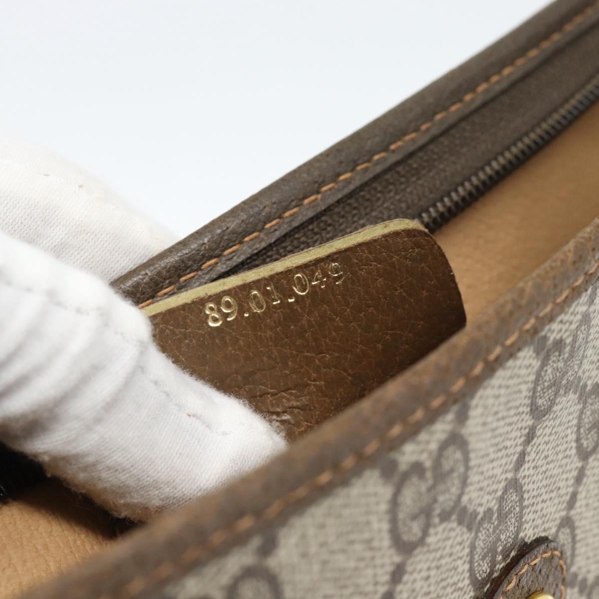 GUCCI GG Supreme Clutch Bag PVC Beige Gold Auth 188209