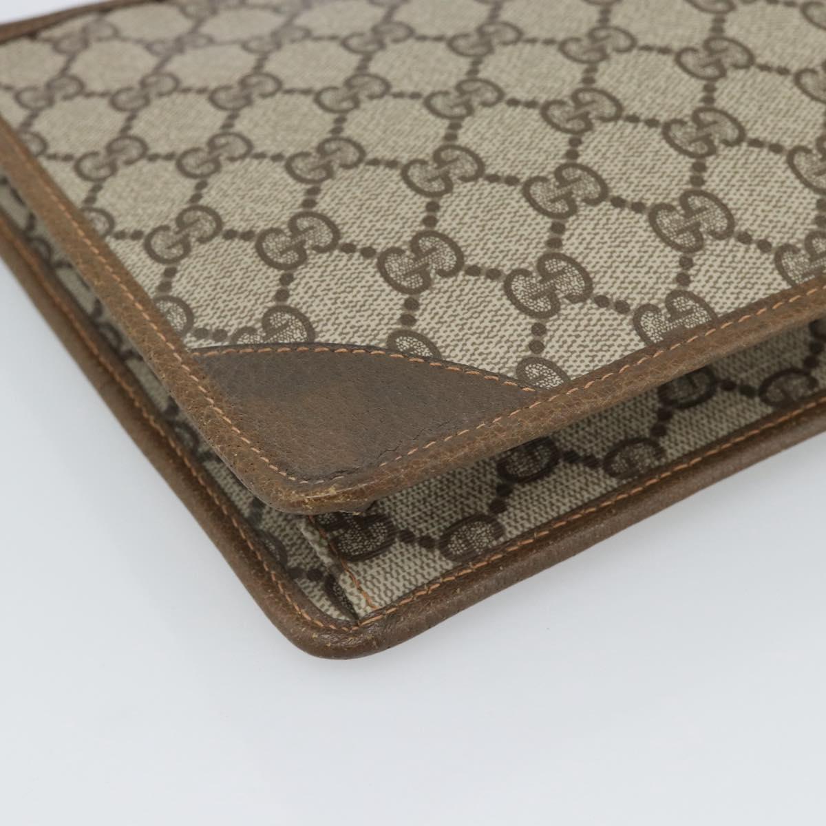 GUCCI GG Supreme Clutch Bag PVC Beige Gold Auth 188209