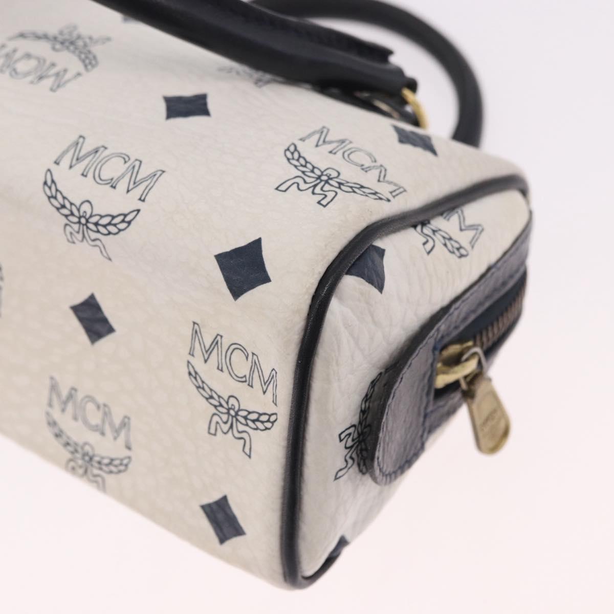 MCM Vicetos Logogram Hand Bag PVC Leather 2way White Gold Auth 188210