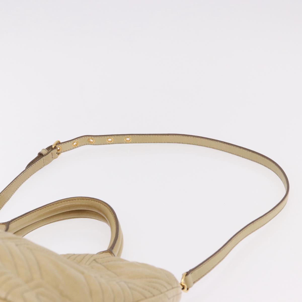 Miu Miu Tote Bag Leather 2way Beige Gold Auth 188214A