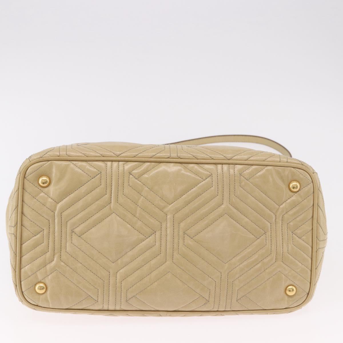 Miu Miu Tote Bag Leather 2way Beige Gold Auth 188214A
