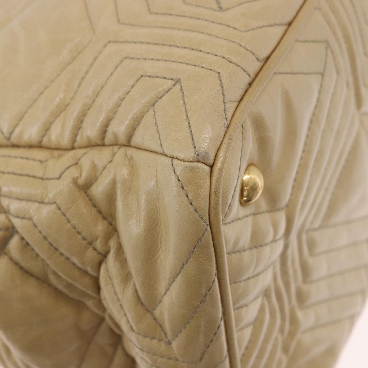 Miu Miu Tote Bag Leather 2way Beige Gold Auth 188214A