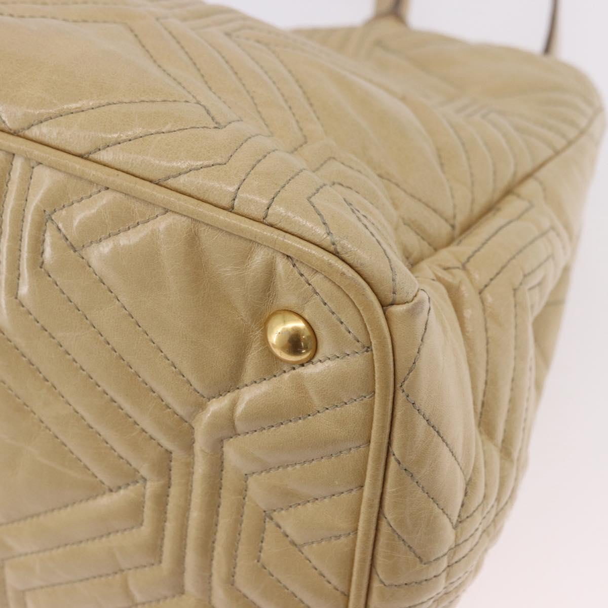 Miu Miu Tote Bag Leather 2way Beige Gold Auth 188214A