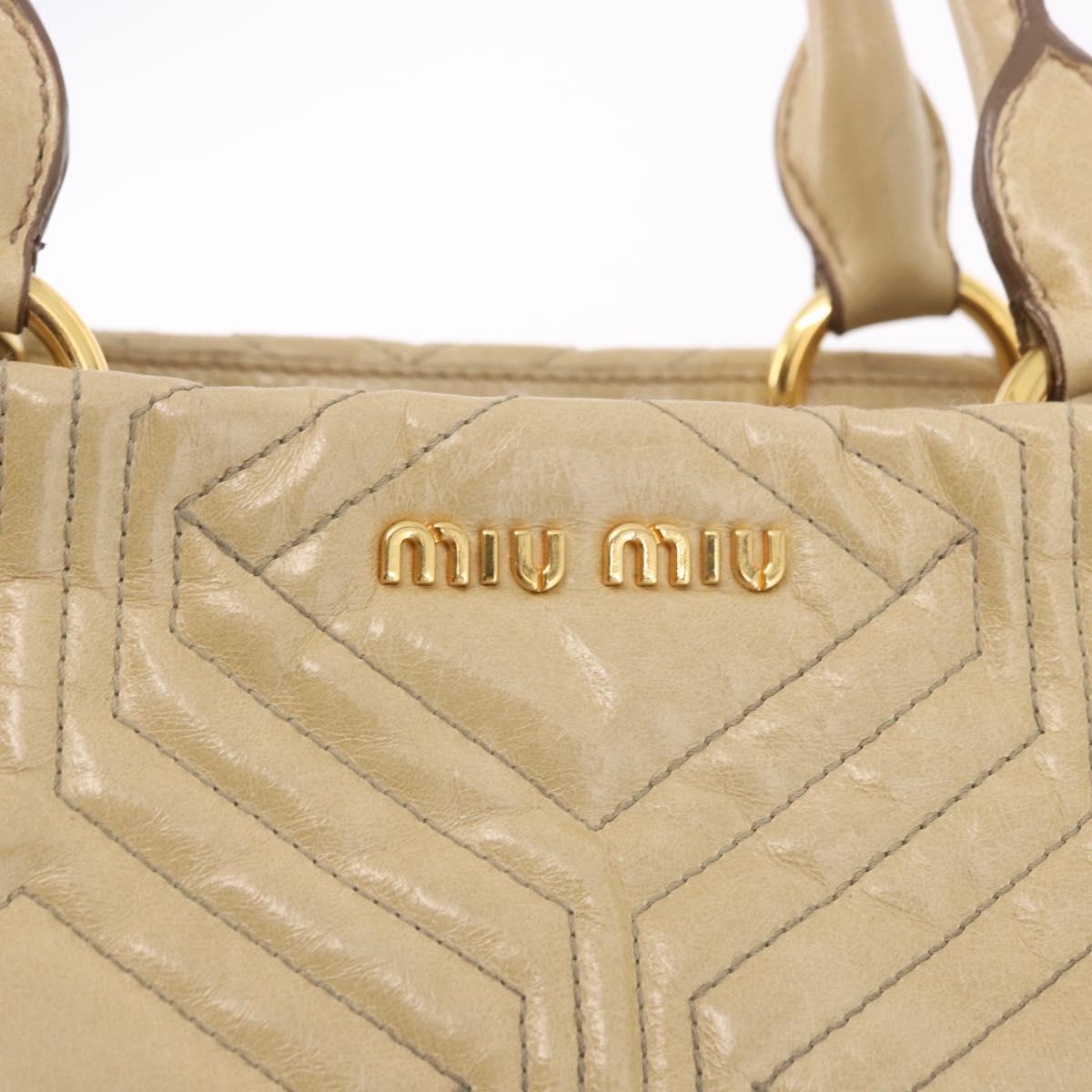 Miu Miu Tote Bag Leather 2way Beige Gold Auth 188214A