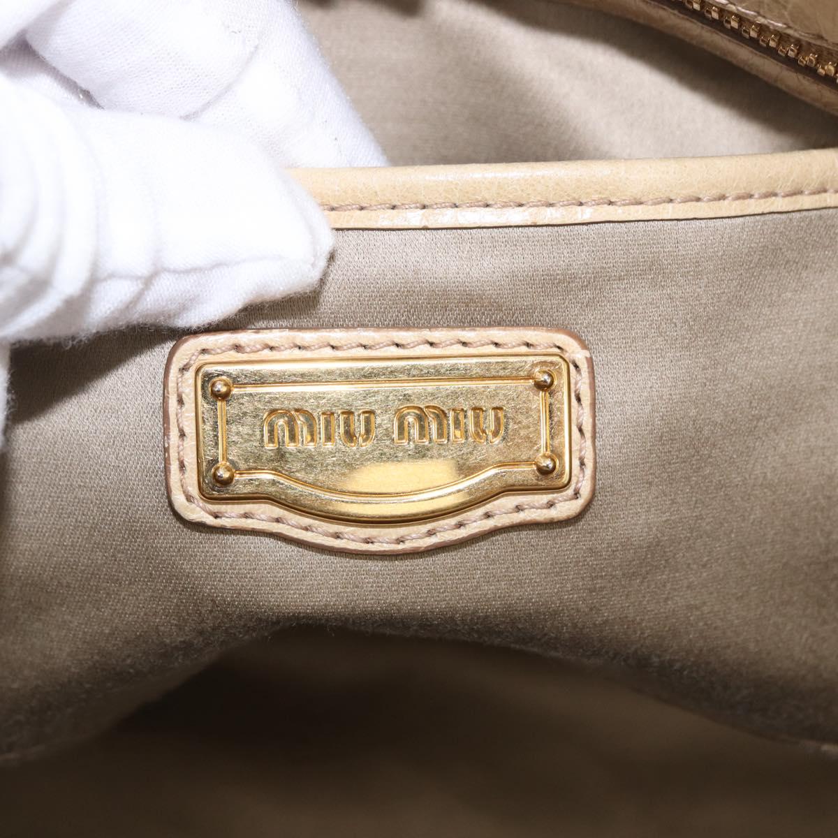 Miu Miu Tote Bag Leather 2way Beige Gold Auth 188214A