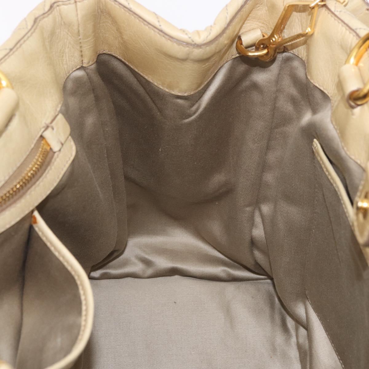 Miu Miu Tote Bag Leather 2way Beige Gold Auth 188214A