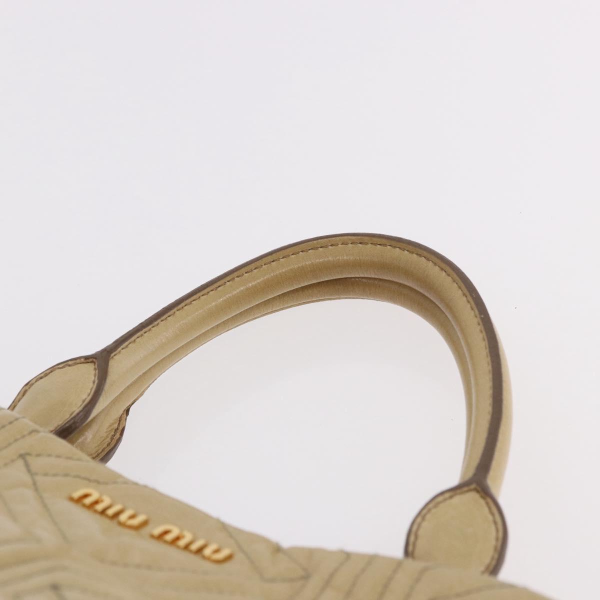 Miu Miu Tote Bag Leather 2way Beige Gold Auth 188214A