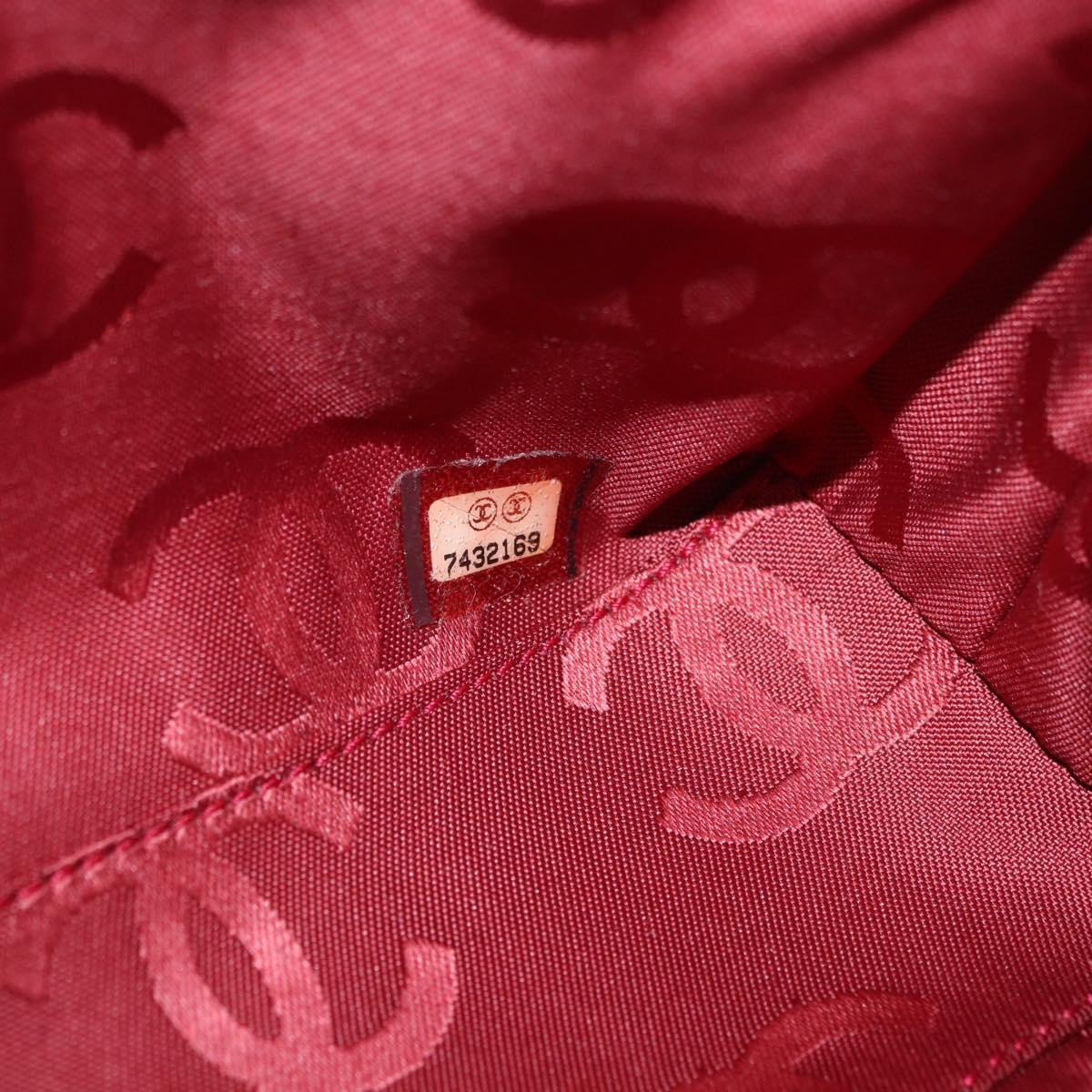 CHANEL Bysy Line Pouch Canvas Red Silver CC Auth 188217