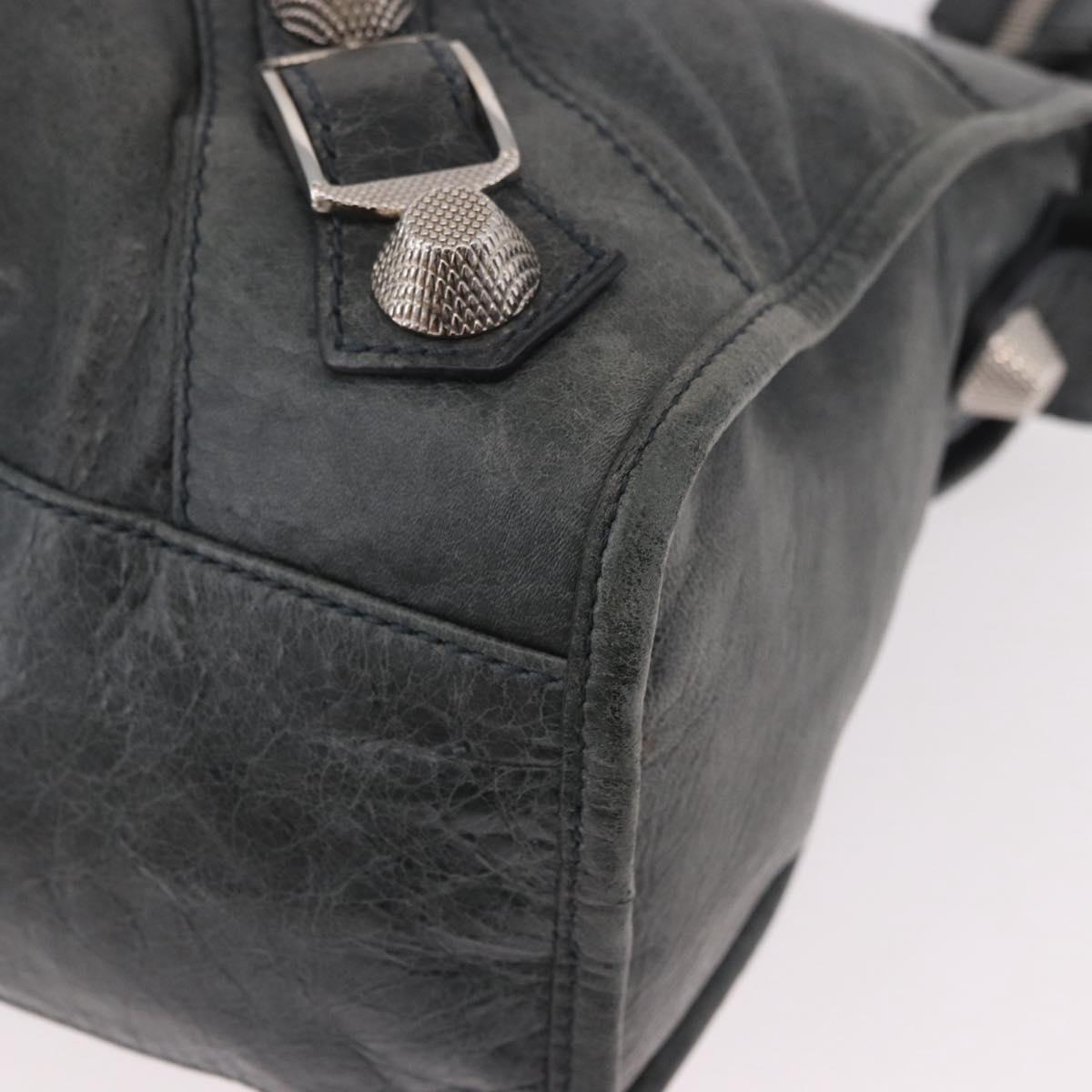 BALENCIAGA The Giant City Bag Leather 2way Gray Silver 173084 Auth 188218SAM