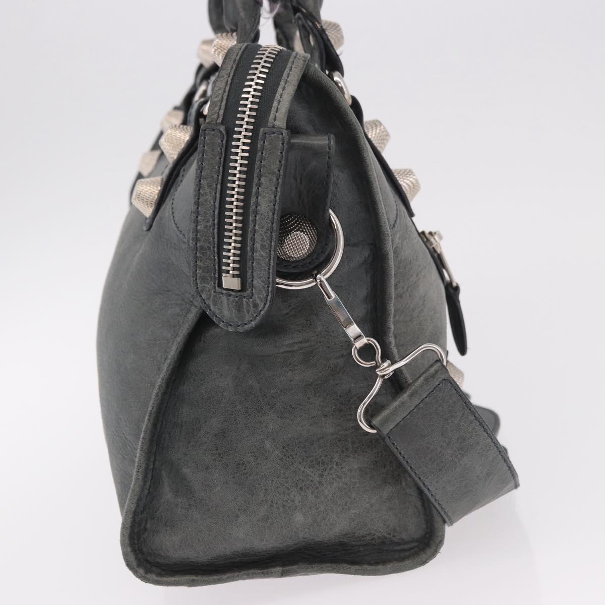 BALENCIAGA The Giant City Bag Leather 2way Gray Silver 173084 Auth 188218SAM