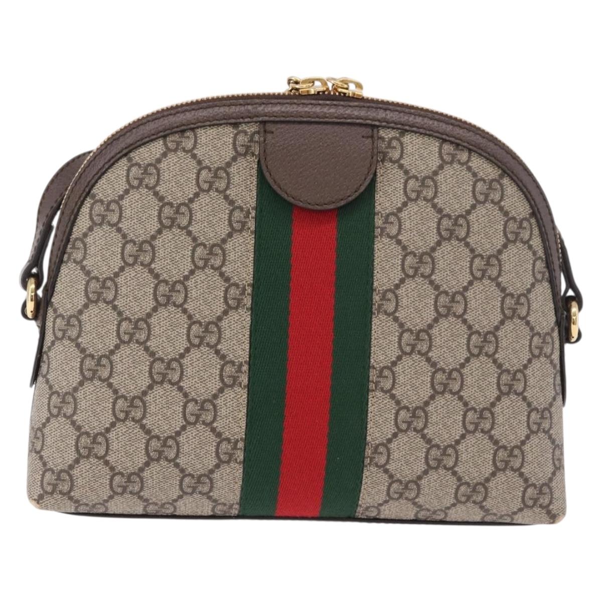 GUCCI GG Supreme Web Sherry Line Shoulder Bag PVC Beige Gold 499621 Auth 188219A