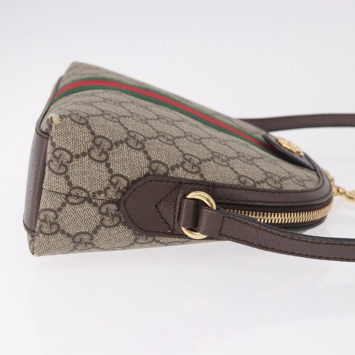 GUCCI GG Supreme Web Sherry Line Shoulder Bag PVC Beige Gold 499621 Auth 188219A