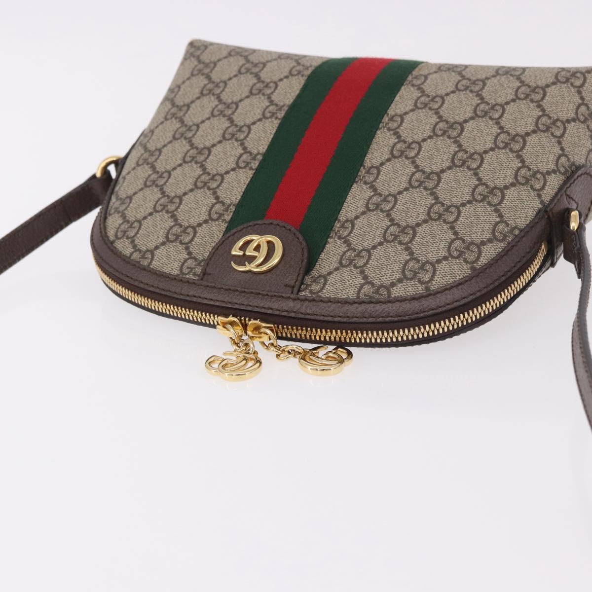 GUCCI GG Supreme Web Sherry Line Shoulder Bag PVC Beige Gold 499621 Auth 188219A