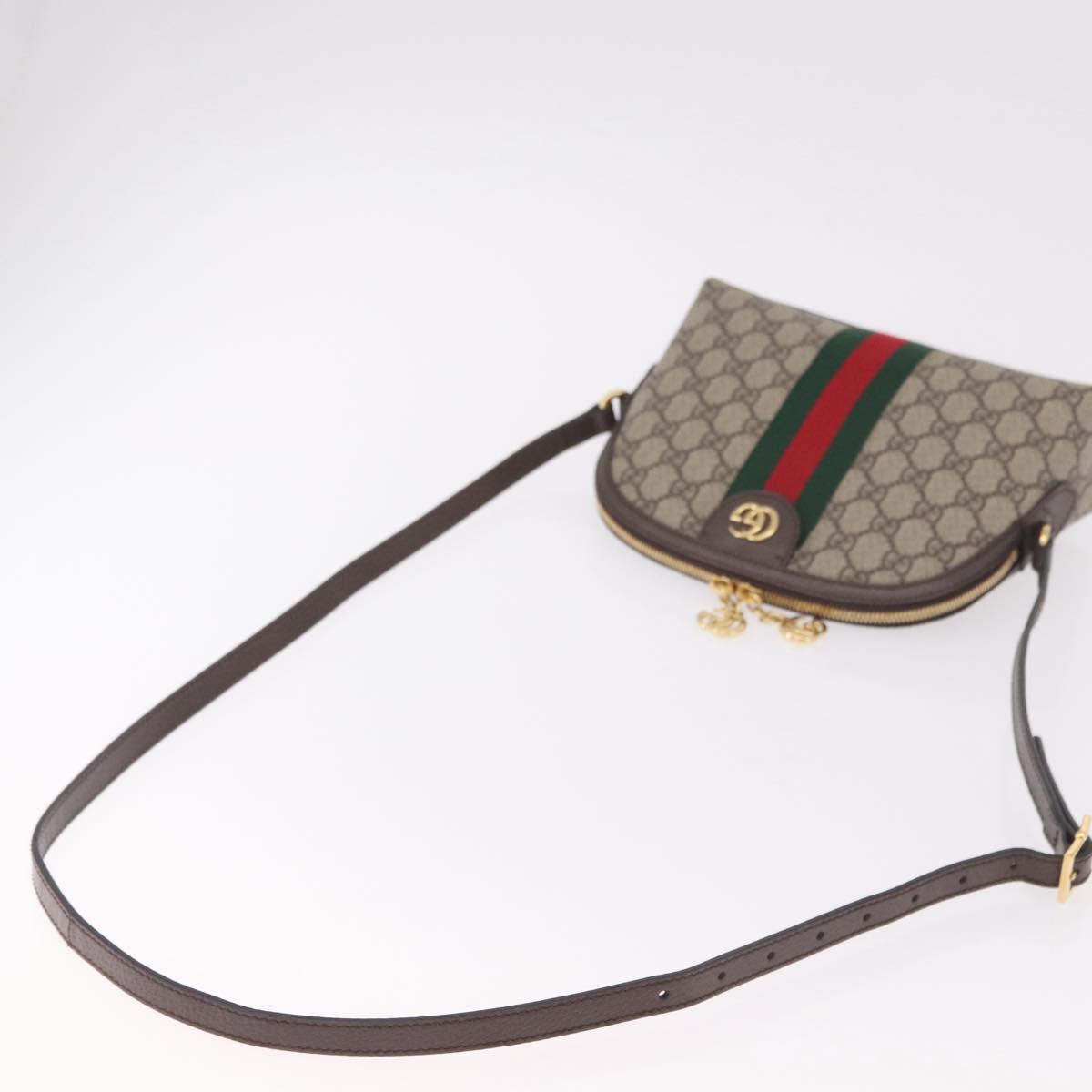 GUCCI GG Supreme Web Sherry Line Shoulder Bag PVC Beige Gold 499621 Auth 188219A