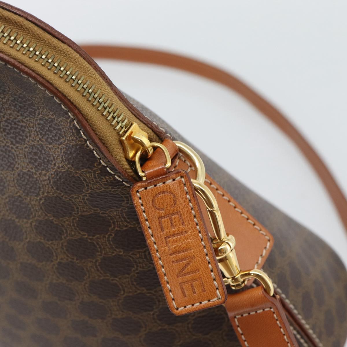 CELINE Macadam Canvas Hand Bag PVC Leather 2way Brown Gold Auth 188224SAV