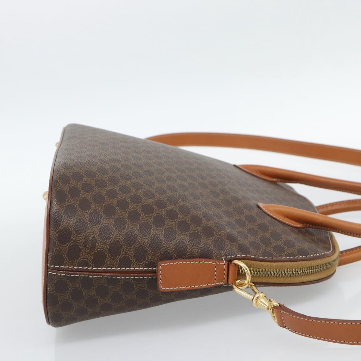 CELINE Macadam Canvas Hand Bag PVC Leather 2way Brown Gold Auth 188224SAV