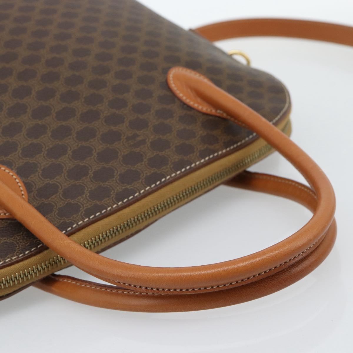 CELINE Macadam Canvas Hand Bag PVC Leather 2way Brown Gold Auth 188224SAV