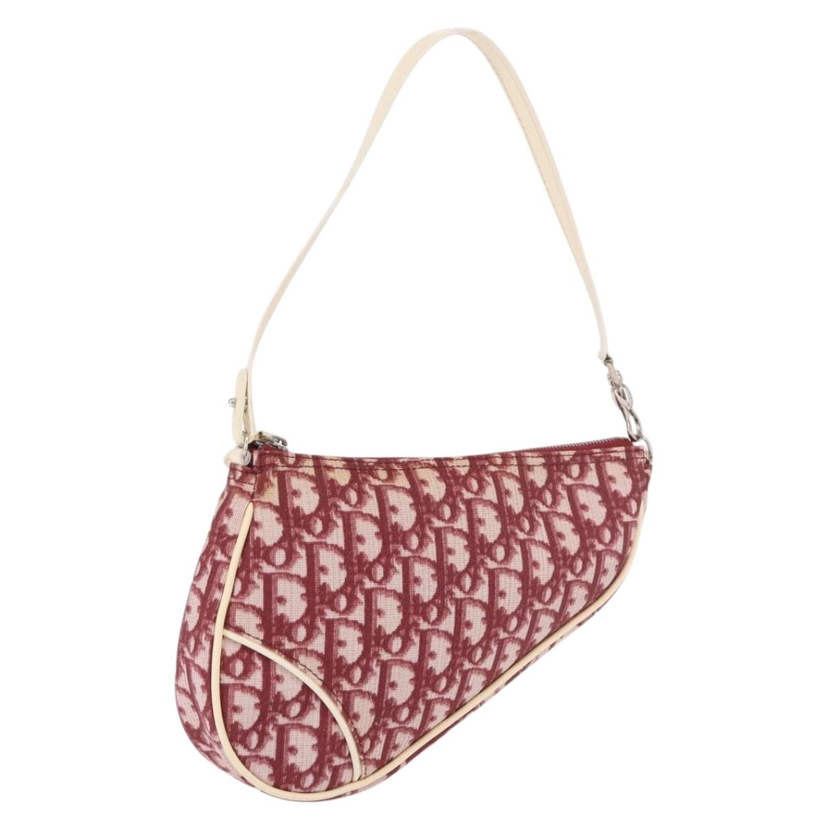 Christian Dior Saddle Pouch PVC Red Silver Auth 188225SAV