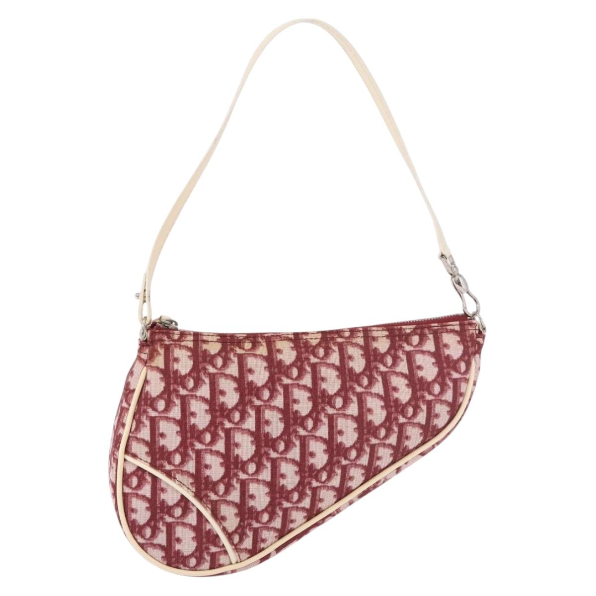 Christian Dior Saddle Pouch PVC Red Silver Auth 188225SAV