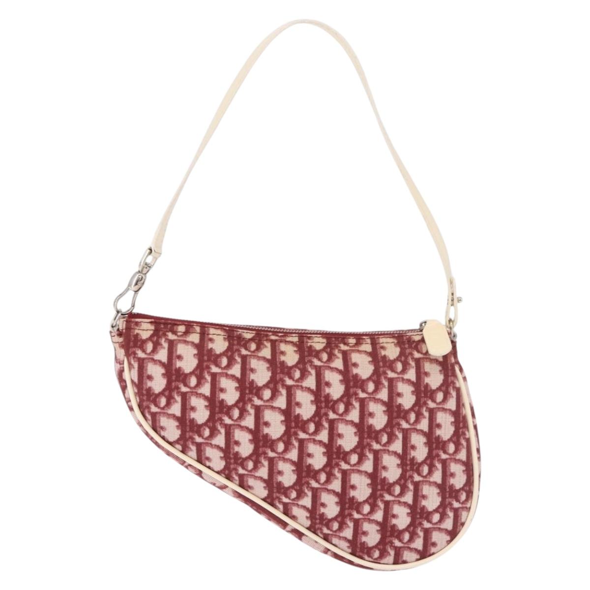 Christian Dior Saddle Pouch PVC Red Silver Auth 188225SAV