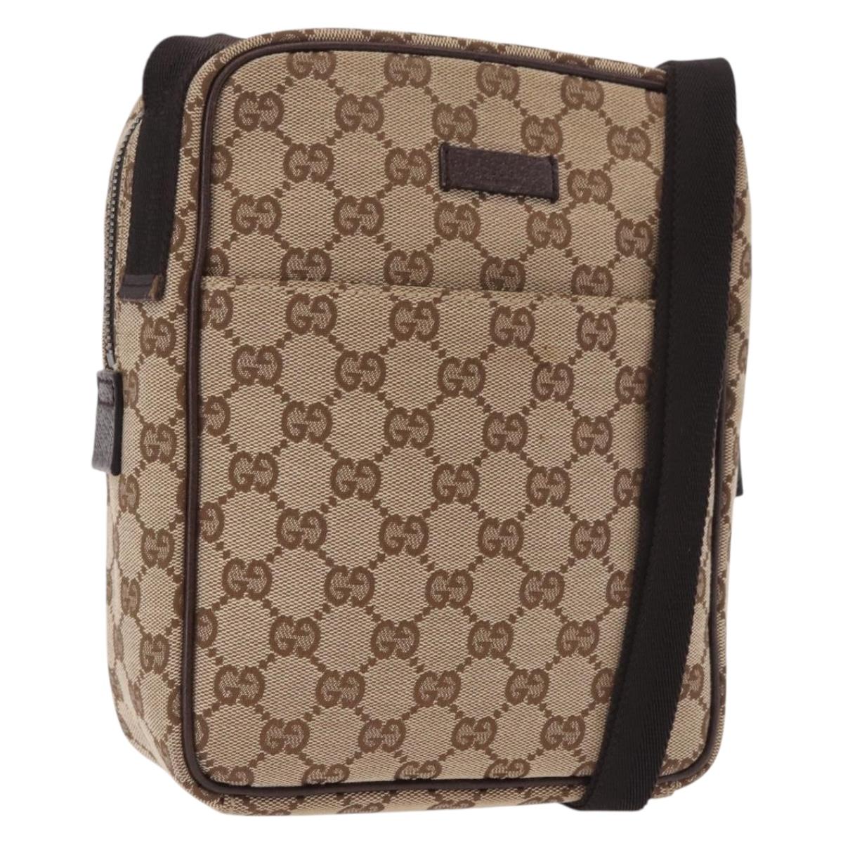 GUCCI GG Canvas Shoulder Bag Beige Silver 122759 Auth 188226A