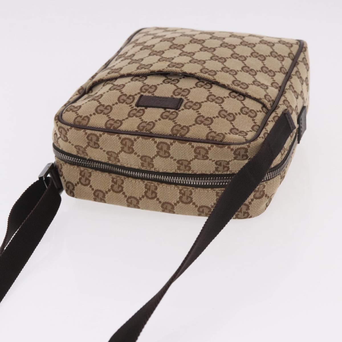 GUCCI GG Canvas Shoulder Bag Beige Silver 122759 Auth 188226A