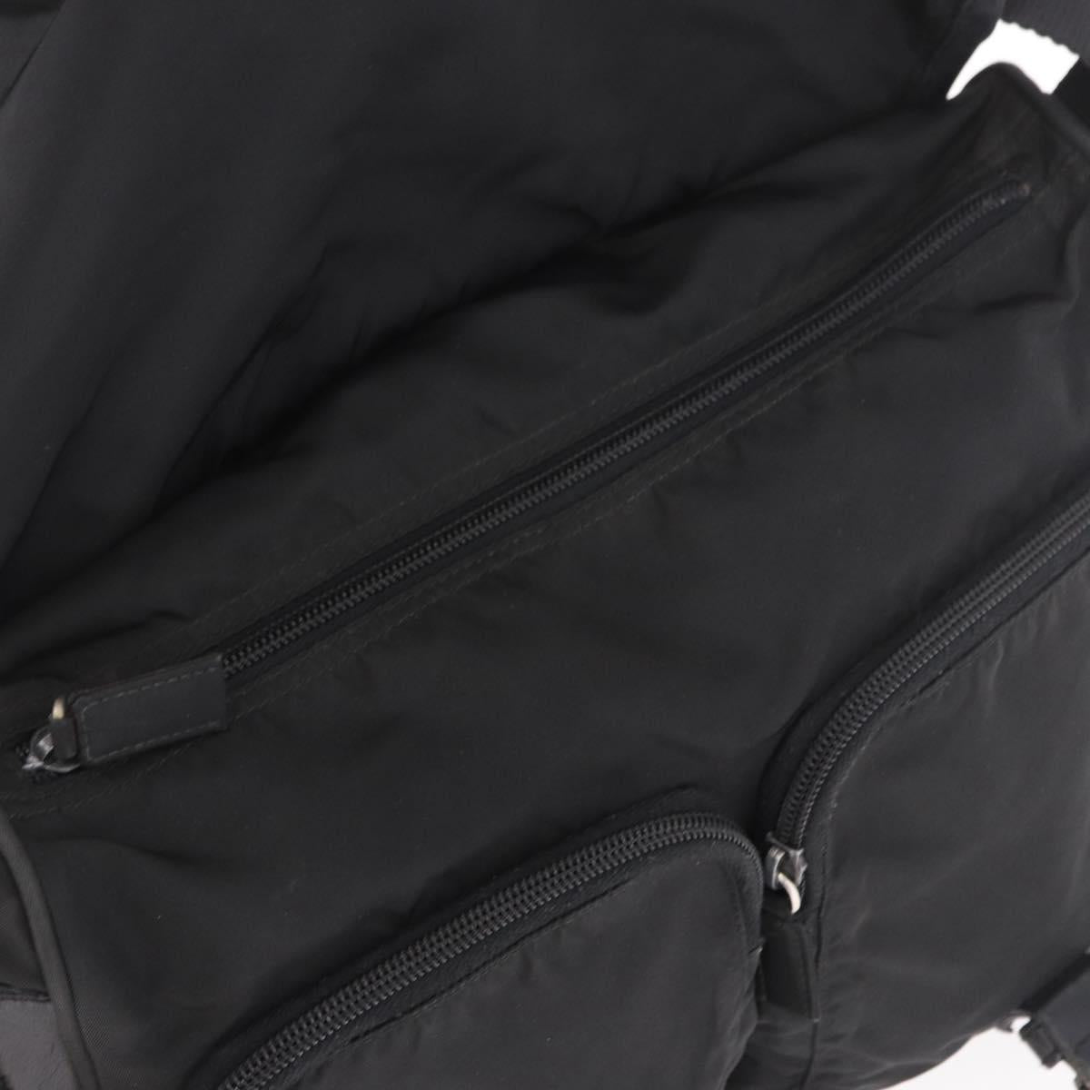 PRADA Shoulder Bag Nylon Black Silver Auth 188230