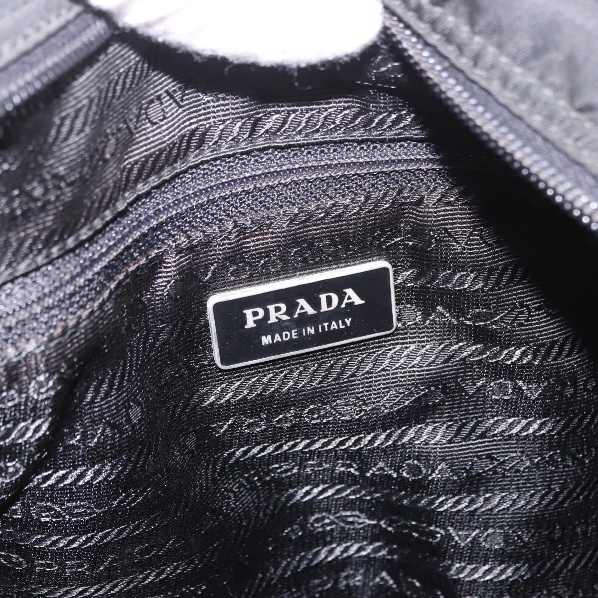 PRADA Shoulder Bag Nylon Black Silver Auth 188230