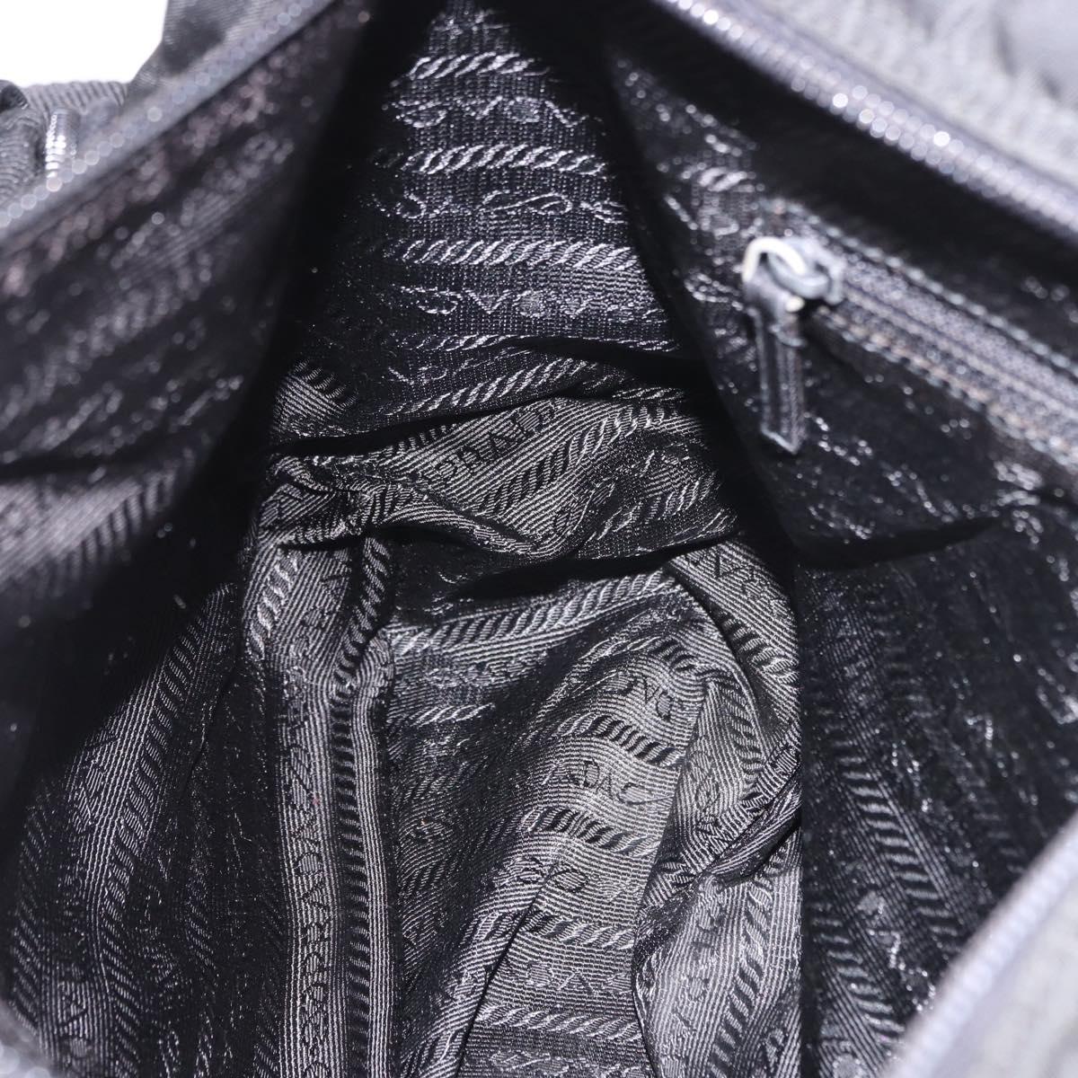 PRADA Shoulder Bag Nylon Black Silver Auth 188230