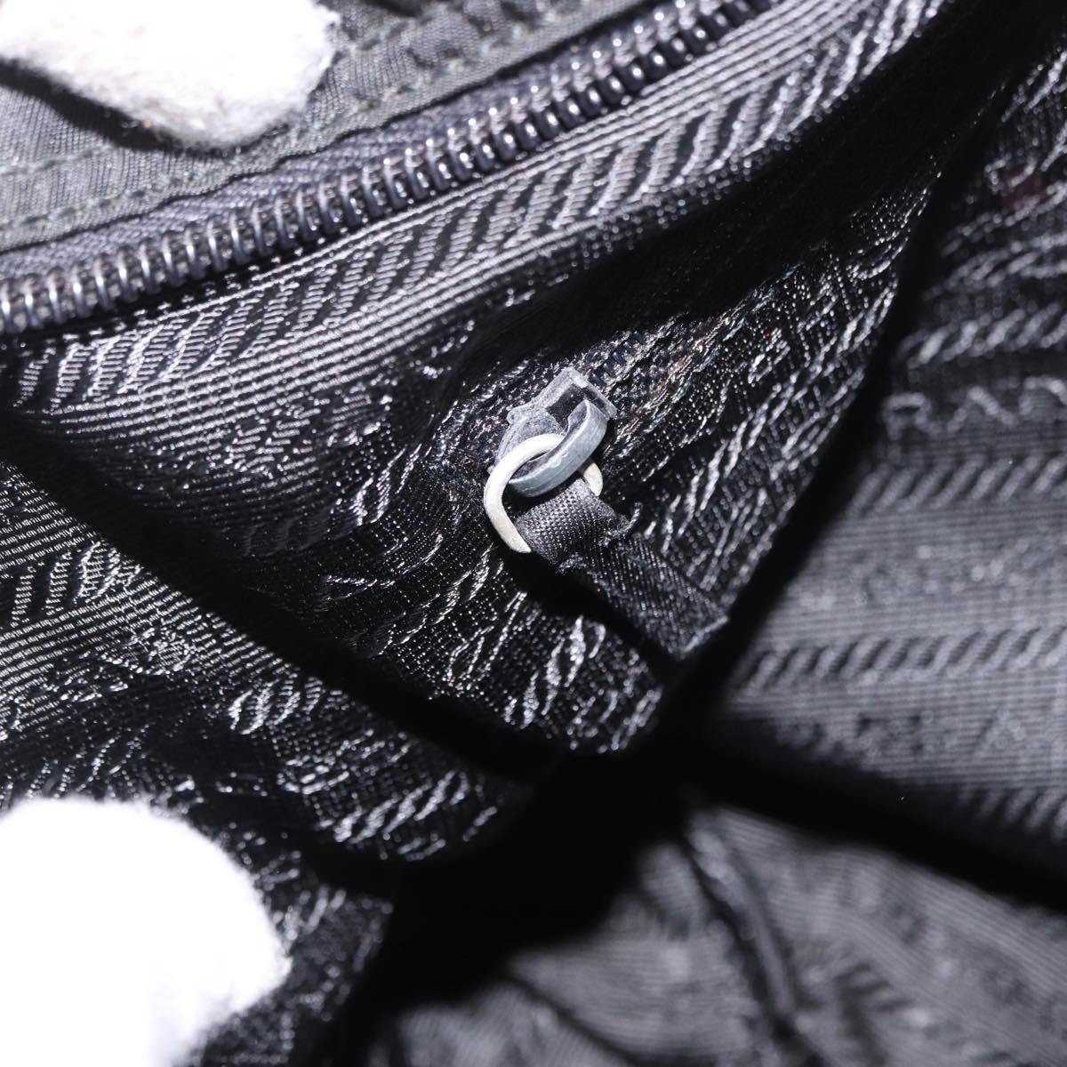 PRADA Shoulder Bag Nylon Black Silver Auth 188230