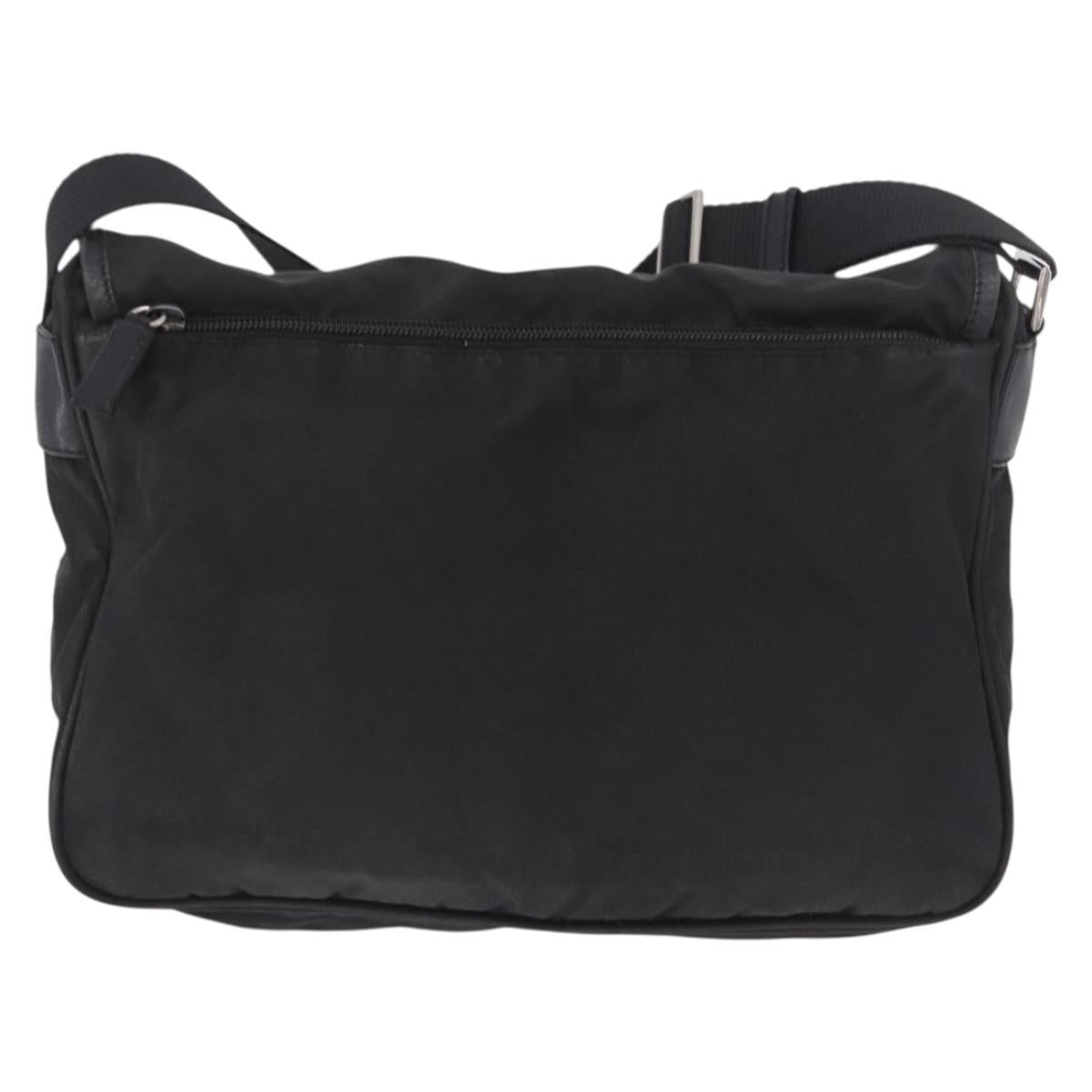 PRADA Shoulder Bag Nylon Black Silver Auth 188230
