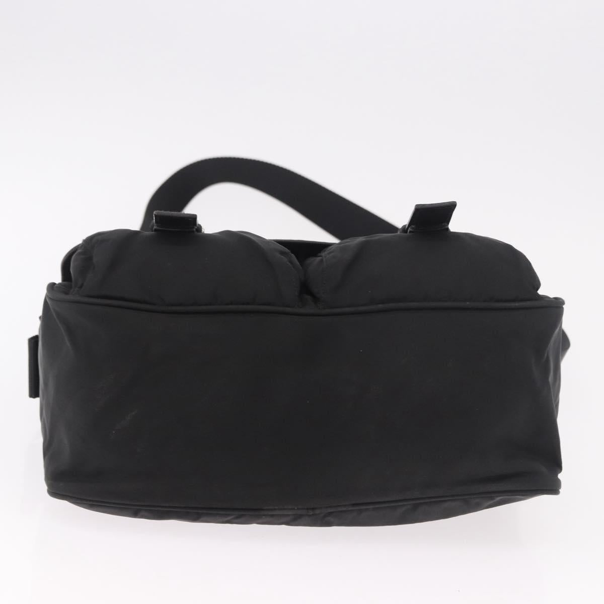 PRADA Shoulder Bag Nylon Black Silver Auth 188230