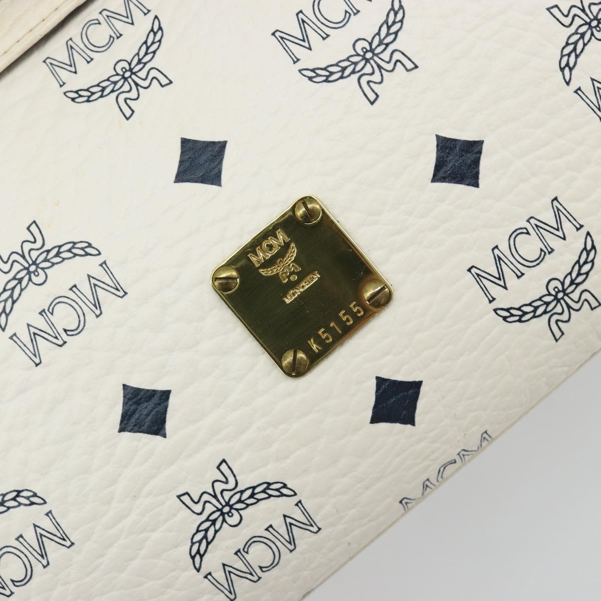 MCM Vicetos Logogram Hand Bag PVC Leather White Gold Auth 188231