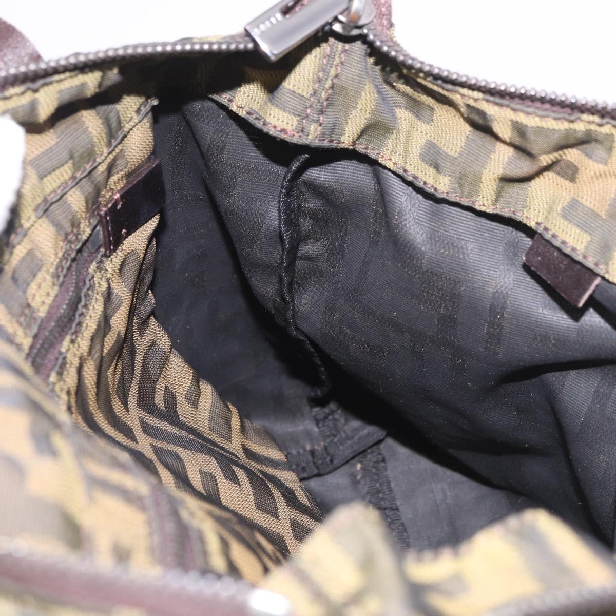 FENDI Zucca Canvas Tote Bag Black Brown Auth 188232