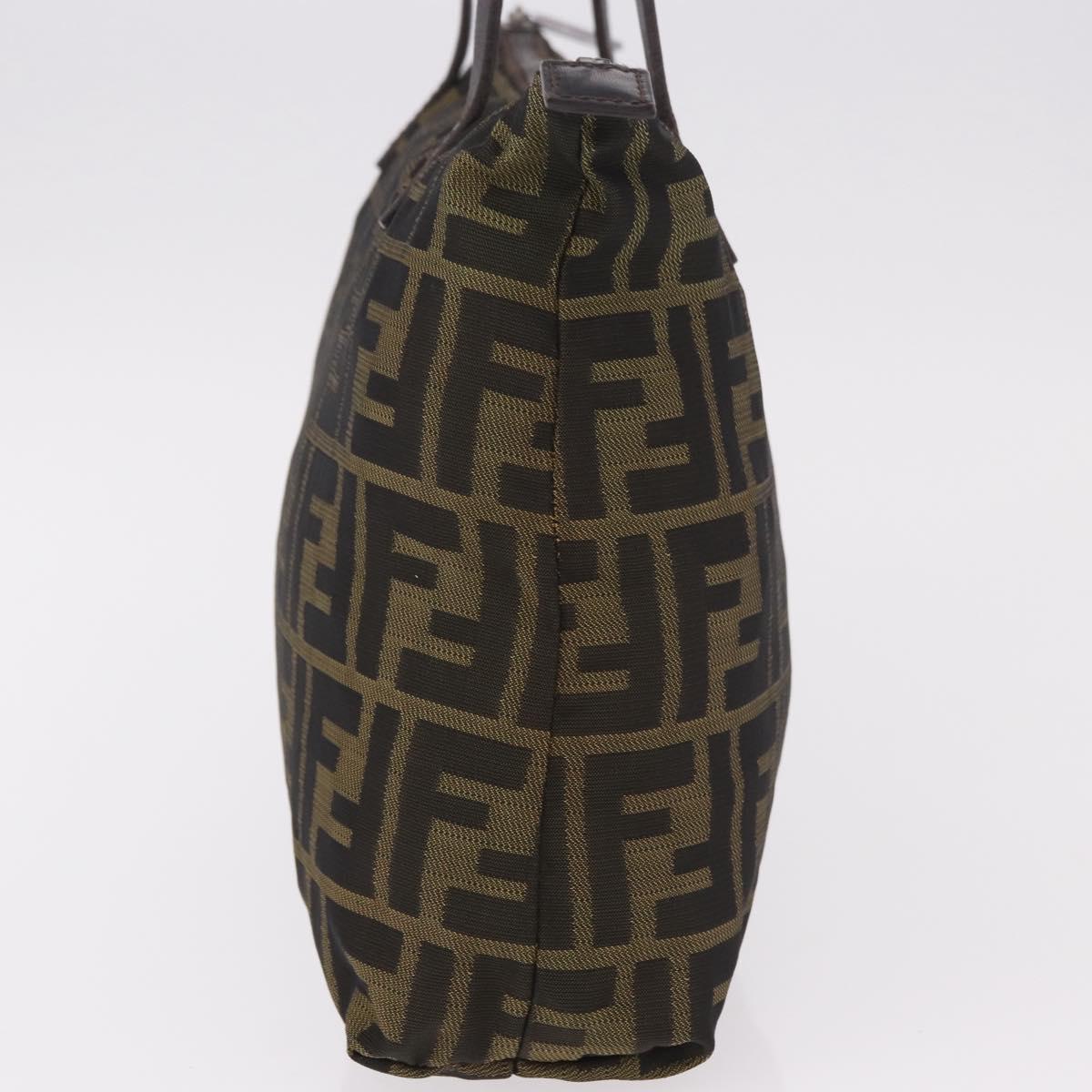FENDI Zucca Canvas Tote Bag Black Brown Auth 188232