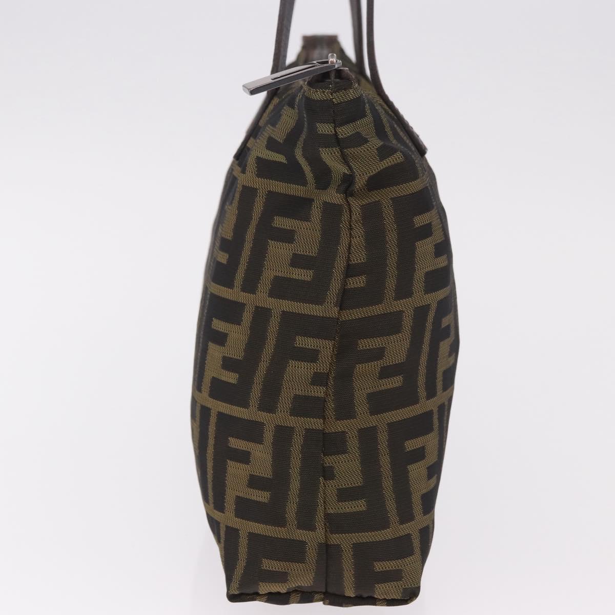 FENDI Zucca Canvas Tote Bag Black Brown Auth 188232