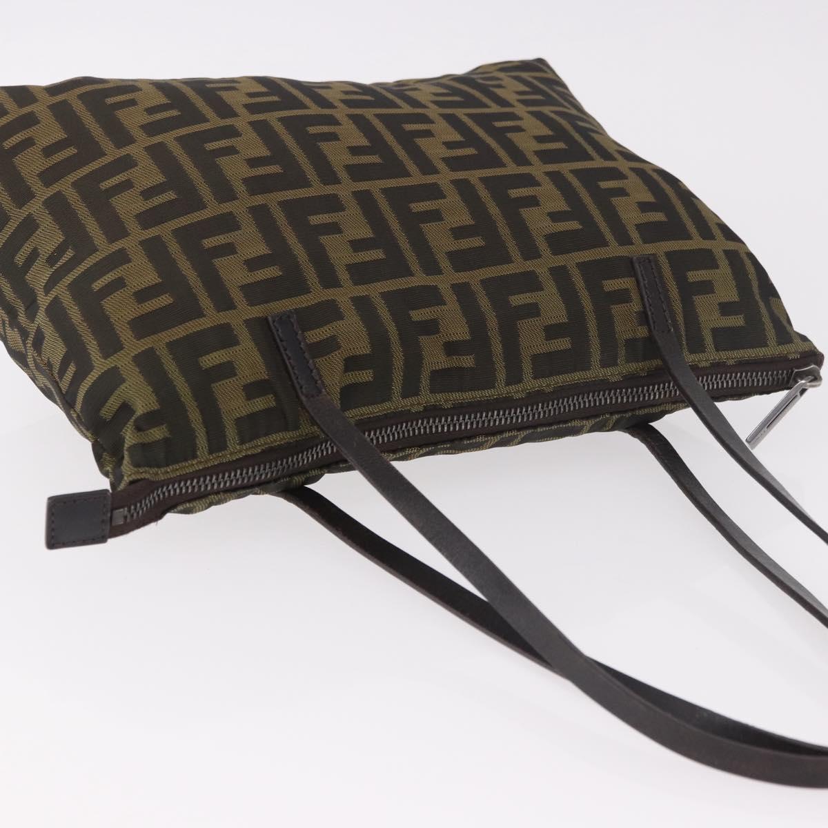 FENDI Zucca Canvas Tote Bag Black Brown Auth 188232
