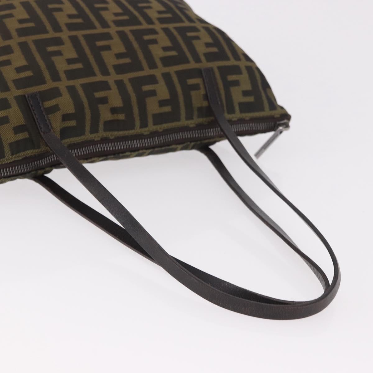 FENDI Zucca Canvas Tote Bag Black Brown Auth 188232