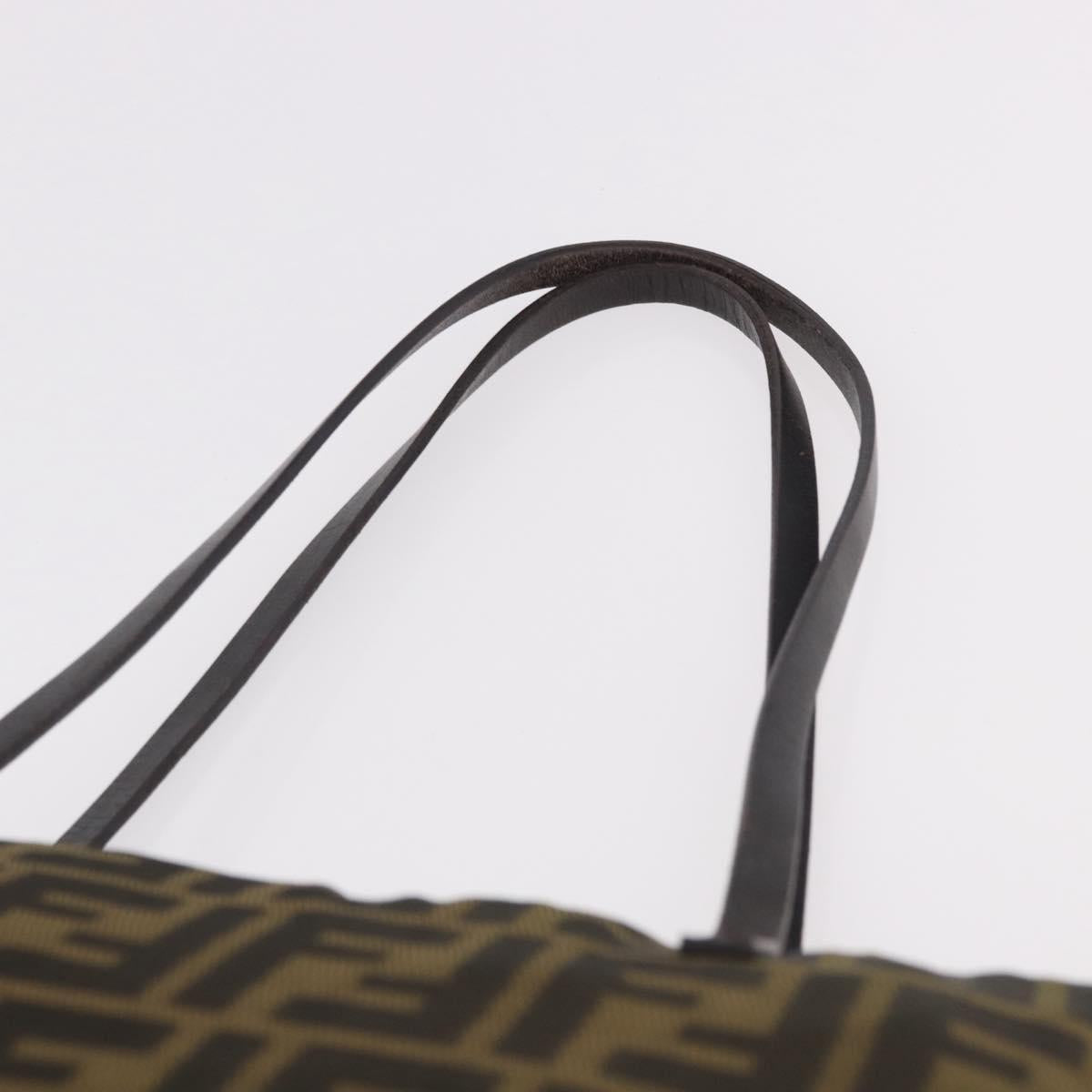FENDI Zucca Canvas Tote Bag Black Brown Auth 188232