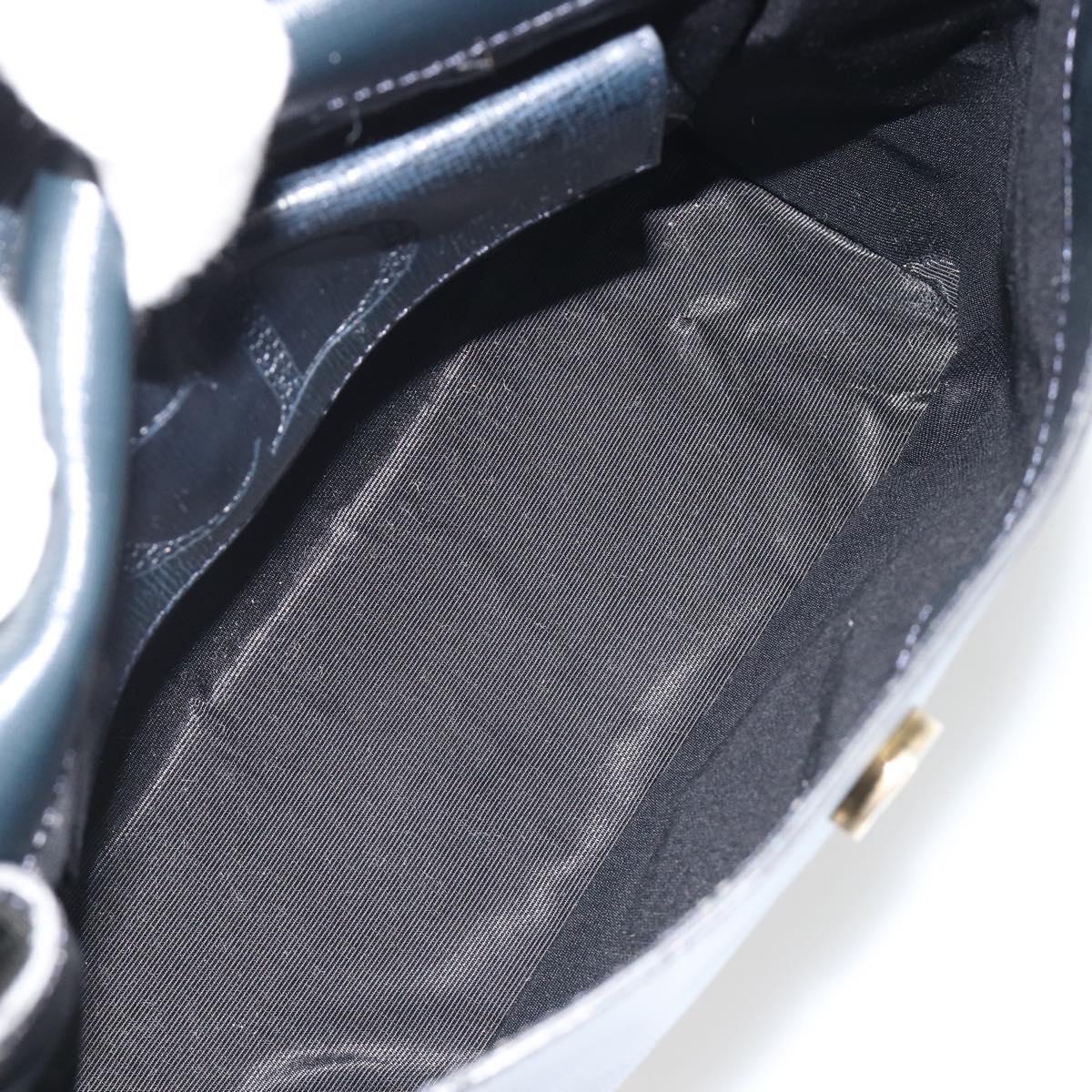 Christian Dior Hand Bag Leather Navy Gold Auth 188236A