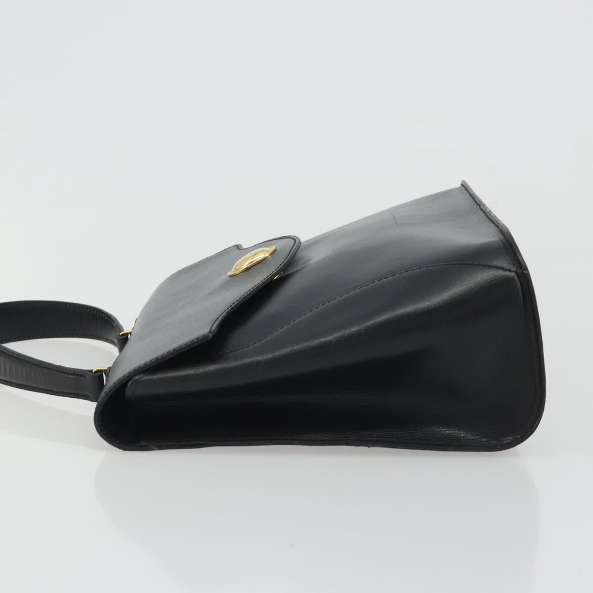 Christian Dior Hand Bag Leather Navy Gold Auth 188236A
