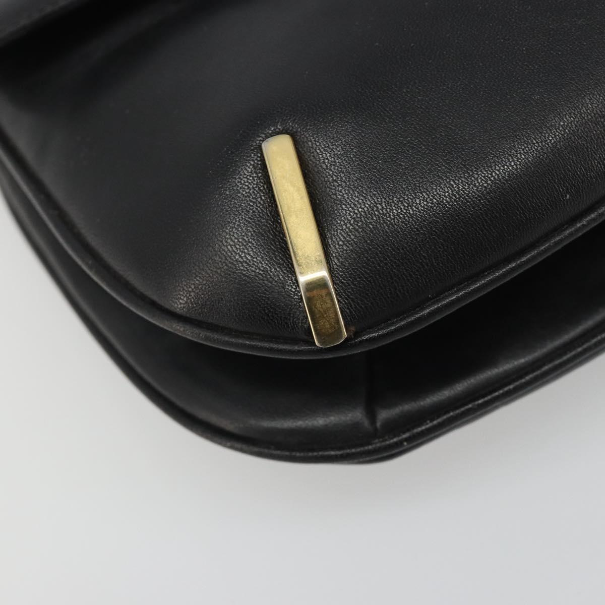 CELINE Chain Shoulder Bag Leather Black Gold Auth 188237